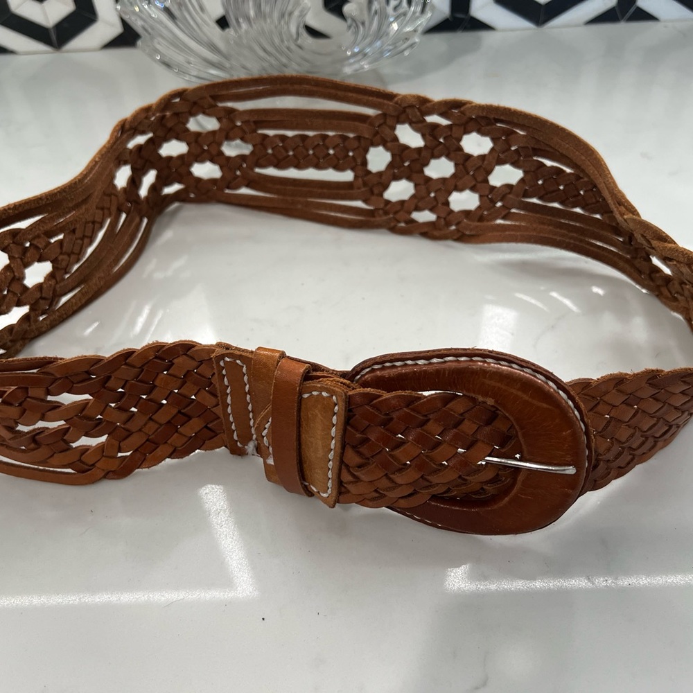 Braided Tan Leather Belt